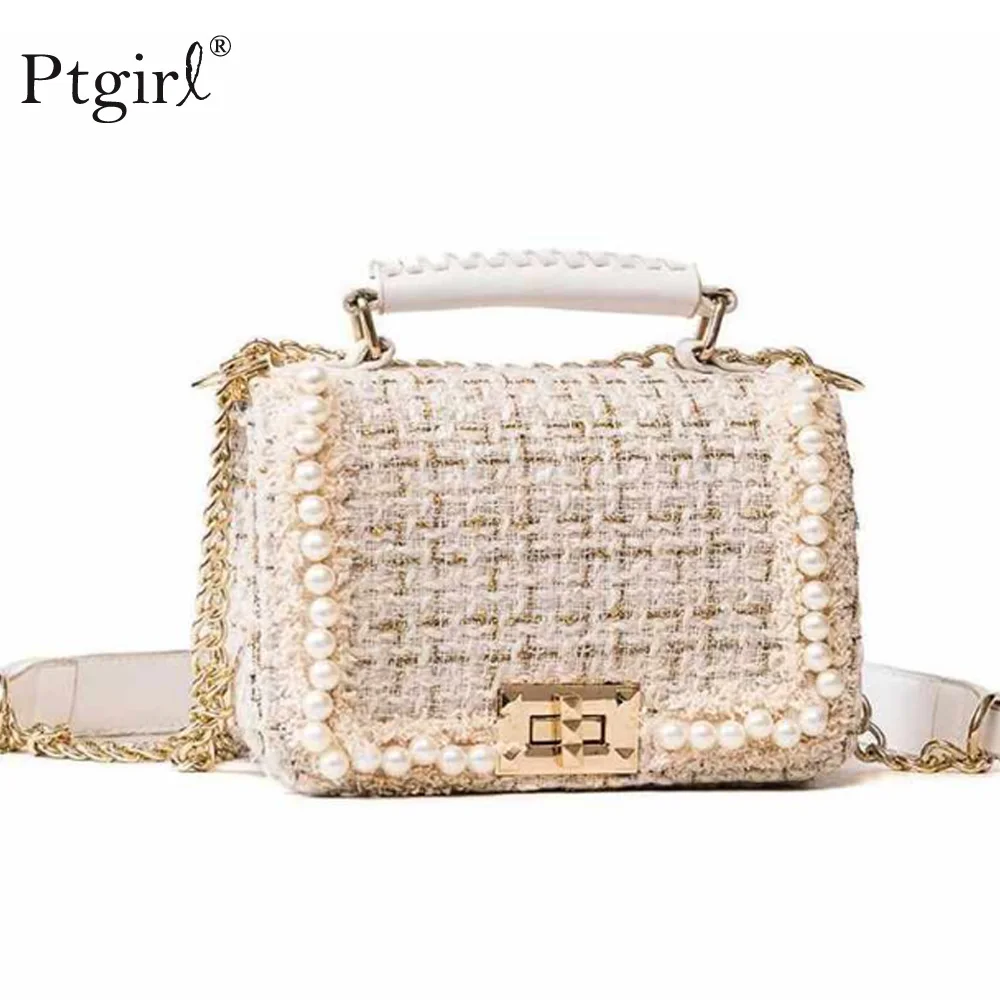 Маленькая шерстяная сумка с ароматом жемчуга 2019 модные новые женские сумки