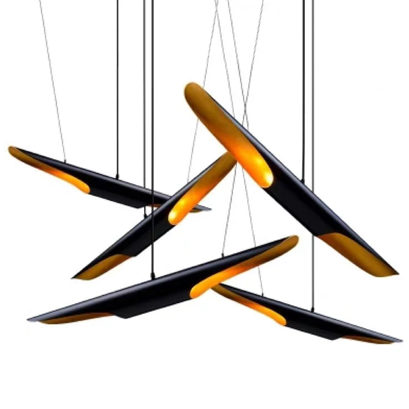 

Simple Restaurant Bamboo Tube Chandelier Clothing Store Chandelier Bedroom Individual Creative Lighting 1 Post Modern LED Bulbs