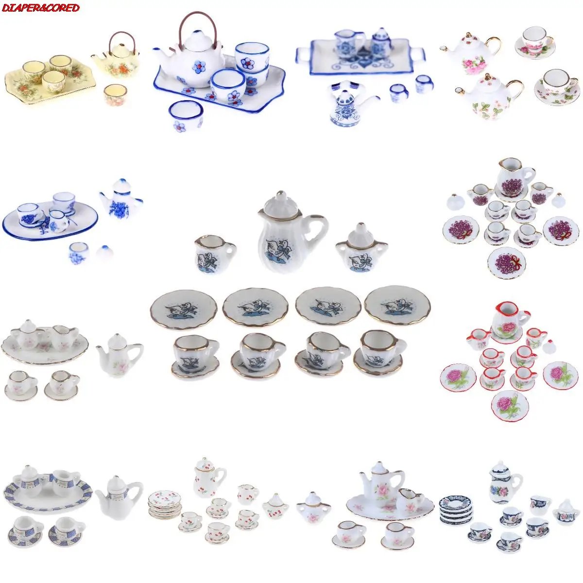 

Набор миниатюрных фарфоровых чайных чашек 1:12, посуда с цветами, кухонная мебель для кукольного домика, игрушки для детей, чайные чашки, куко...