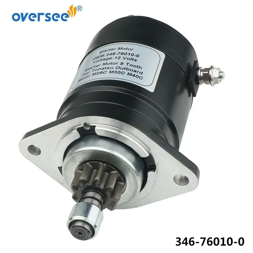 

Пусковой двигатель 346-76010, 9 зубьев для подвесного мотора Tohatsu M25C M30C M40C 346-76010-0;34760100, 334760100 м, 346760100
