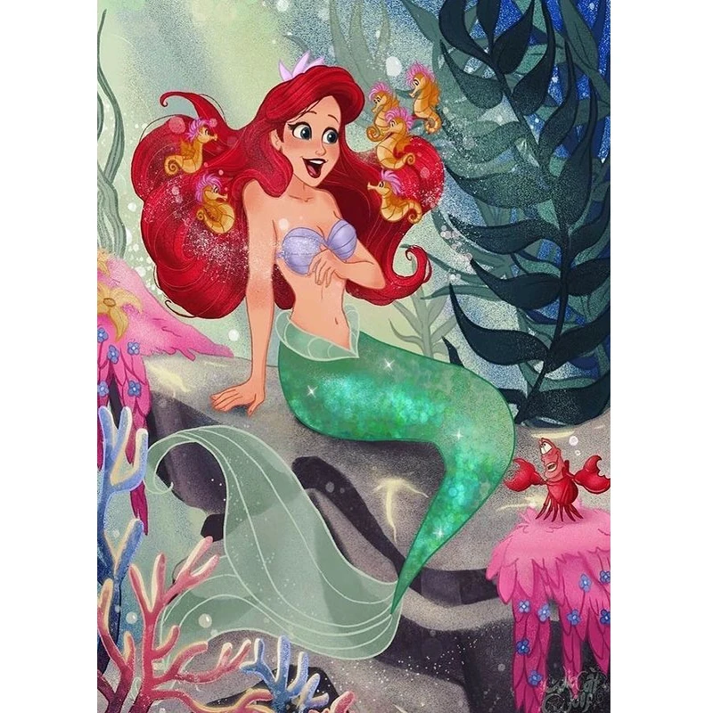 

DisneyThe Little Mermaid Ariel 5D DIY Diamond Painting full SquareRound Diamond Embroidery Cross Stitch Rhinestone Mosaic decor