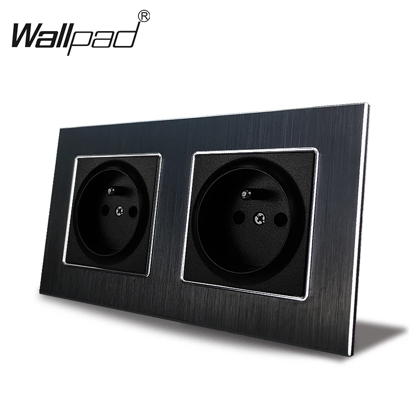 2 варианта французская розетка Wallpad 110V 240V AC металла Алюминий рамка 16A 156*86 мм