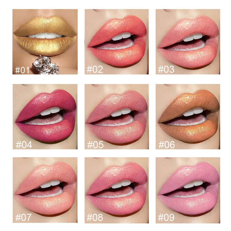 Женская Блестящая металлическая помада алмазная жемчужина меняющая цвет при