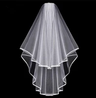 best selling white ivory two layers short wedding veil bridal bride bride veils with ribbon in stock