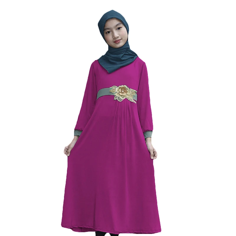 Платье длинное мусульманское с поясом, традиционная одежда с зауженной талией, без хиджаба, красный, фиолетовый, серый, розовый, черный