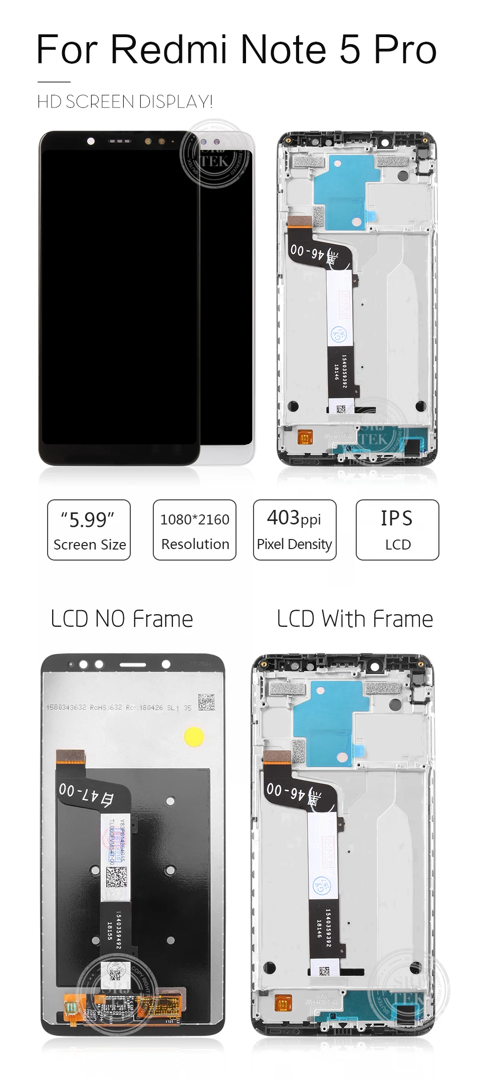 ЖК-дисплей для Xiaomi Redmi Note 5 Pro Prime, сенсорный экран, дигитайзер с рамкой для Xiaomi Redmi Note 5, ЖК-дисплей