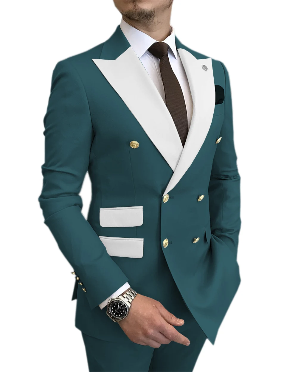 SZMANLIZI Latest Coat Pant Designs Slim Fit Oil Green Dinner Party Tuxedos Male Dress Double Breasted Wedding Groom Men Suits