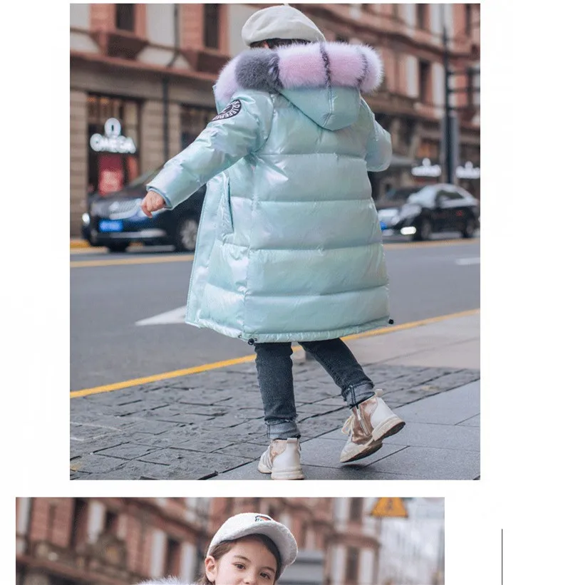 

Warm 80% White duck down Jacket for Girl Winter clothes children's Thicken Outerwear clothing parka faux fur coat snowsuit 5-16Y