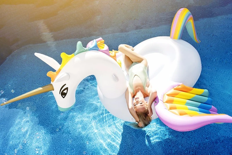 Гигантский надувной бассейн Pegasus 250 см Радужный Единорог водная игрушка для