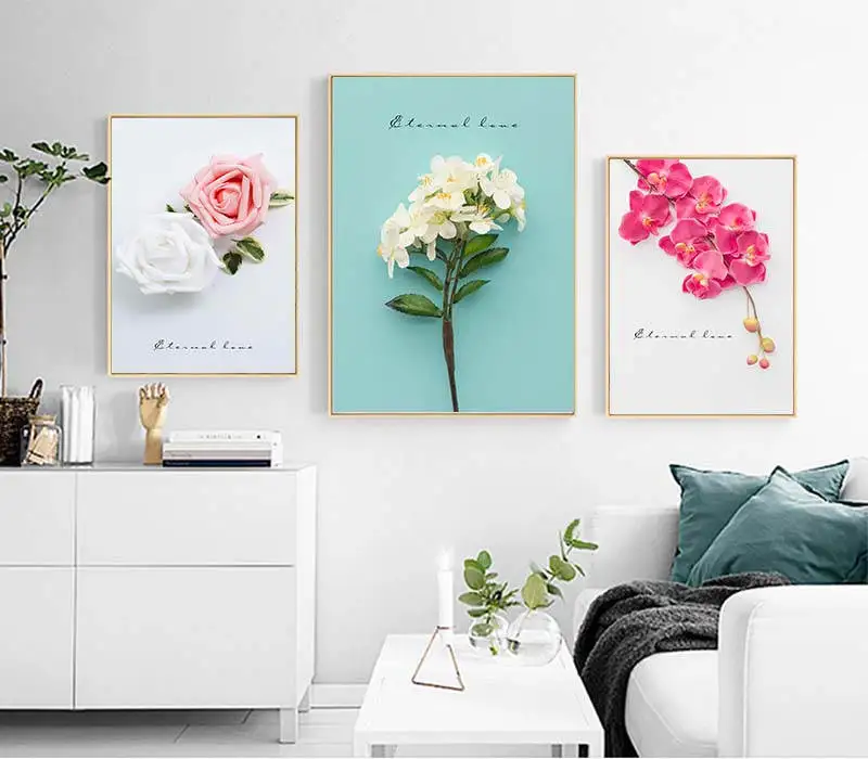 Минималистичный стиль Роза Орхидея цветы холст искусство стены в скандинавском