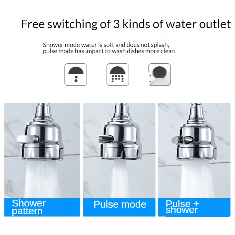 

3 Modes Kitchen Shower Faucet Flexible Tap Head Shower Rotatable Nozzle Adjustable Booster Bathroom Faucet Accessories