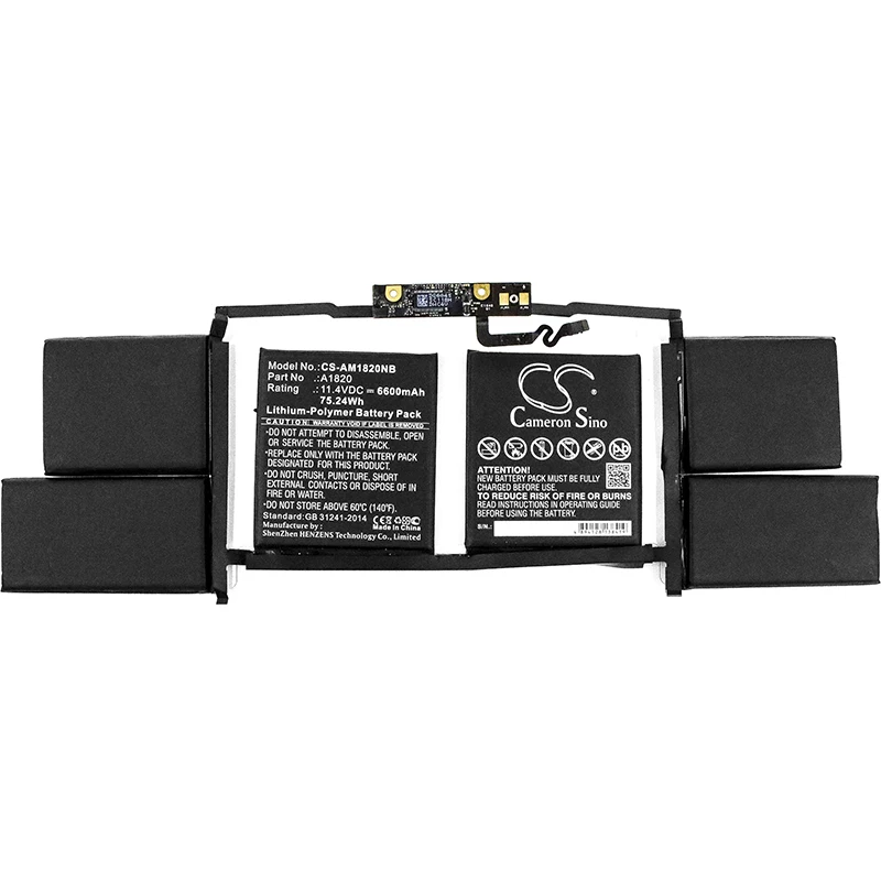 Аккумулятор Cameron Sino 6600 мАч для Apple A1707 MacBook Pro Core i7 2 6 15 дюймов Touch/Late 2016 MLW82CH/A MPTR2LL/A * 020
