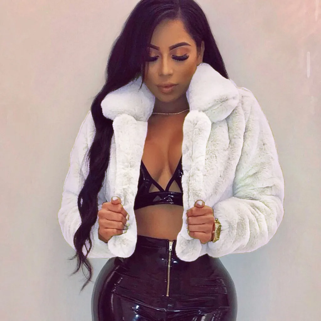 

Faux Fur Coat Fleece Sweatshirts Cardigan 2021 Female Autumn Winter Short Coat Women Overcoat Plush Jacket Mujer Chaqueta