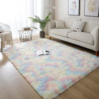 1pc 60110cm tie dyeing plush soft carpets nordic gradient fluffy carpet anti slip soft carpet mat floor living room carpet pad
