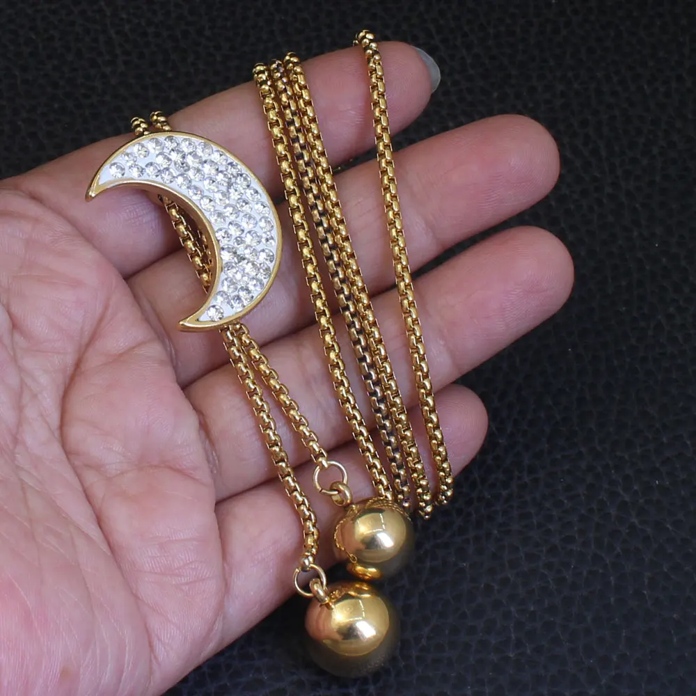 Newest Wholesale Adjustable Long 850mm Stainless Steel Jewelry Fashion Gold Color Sweater Chain Necklace For Women NEIZZAABE |