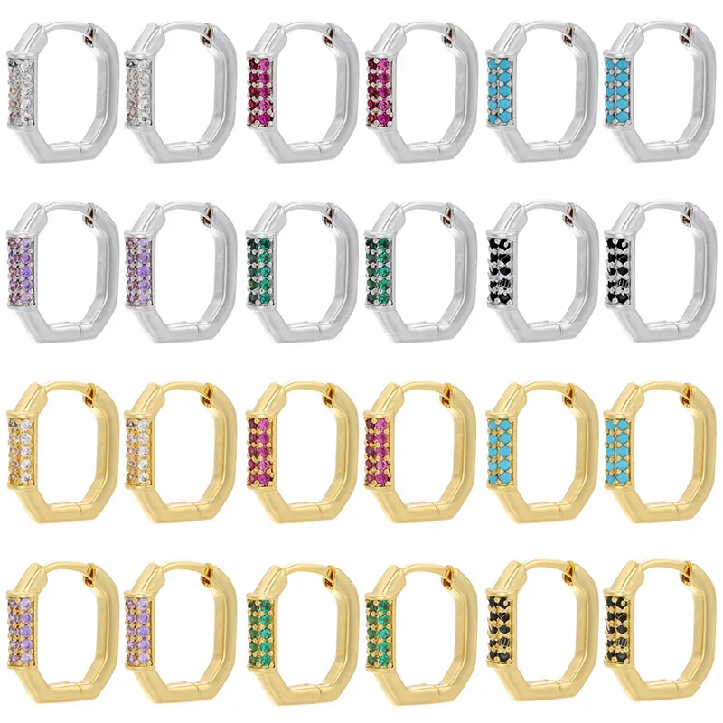 

Earrings for Women 2020Skeleton Geometric Rectangular studded Metal Copper Ear Buckle Jewelry Fashion Micro-stud Earring