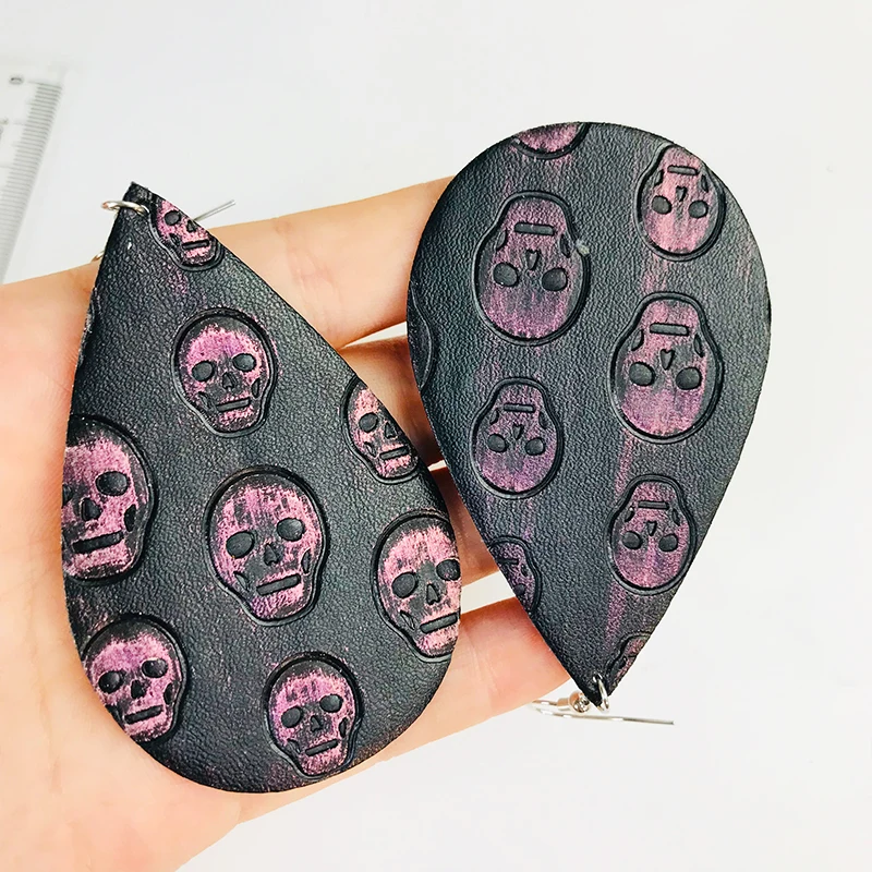 Креативные серьги Cpop из искусственной кожи с принтом Шаньтоу винтажные