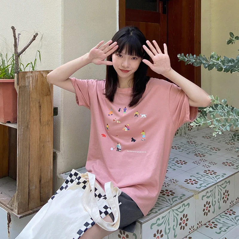 Женский свободный топ с коротким рукавом футболка принтом лето 2021 | Женская