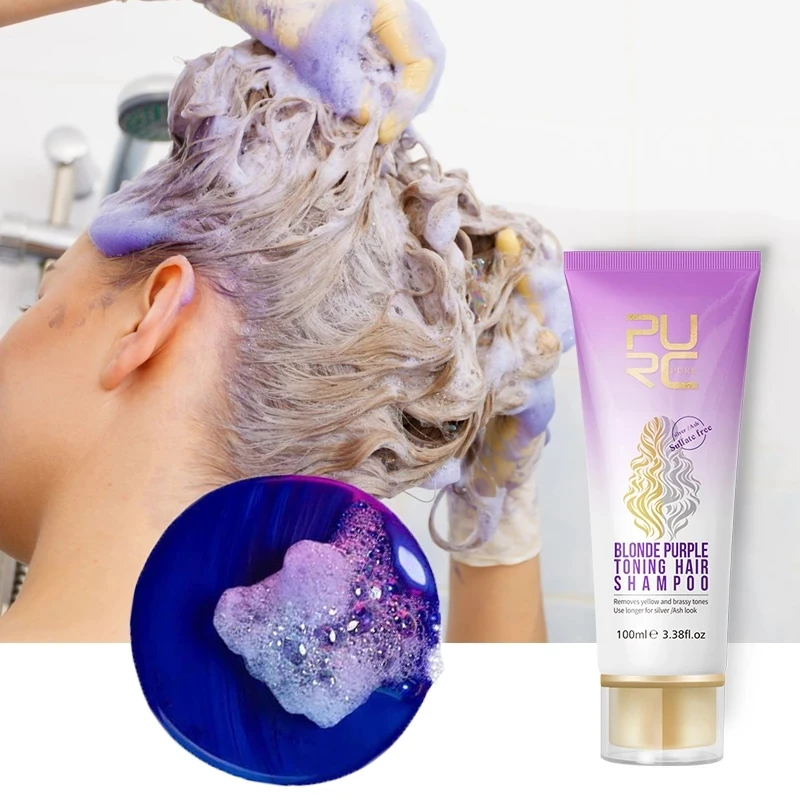 No Yellow Blonde Shampoo Purple Hair Shampoo Ultravioleta UV Ash Gray Silver Shampoo Long Lasting Hair Dye Color Treatment 100ml