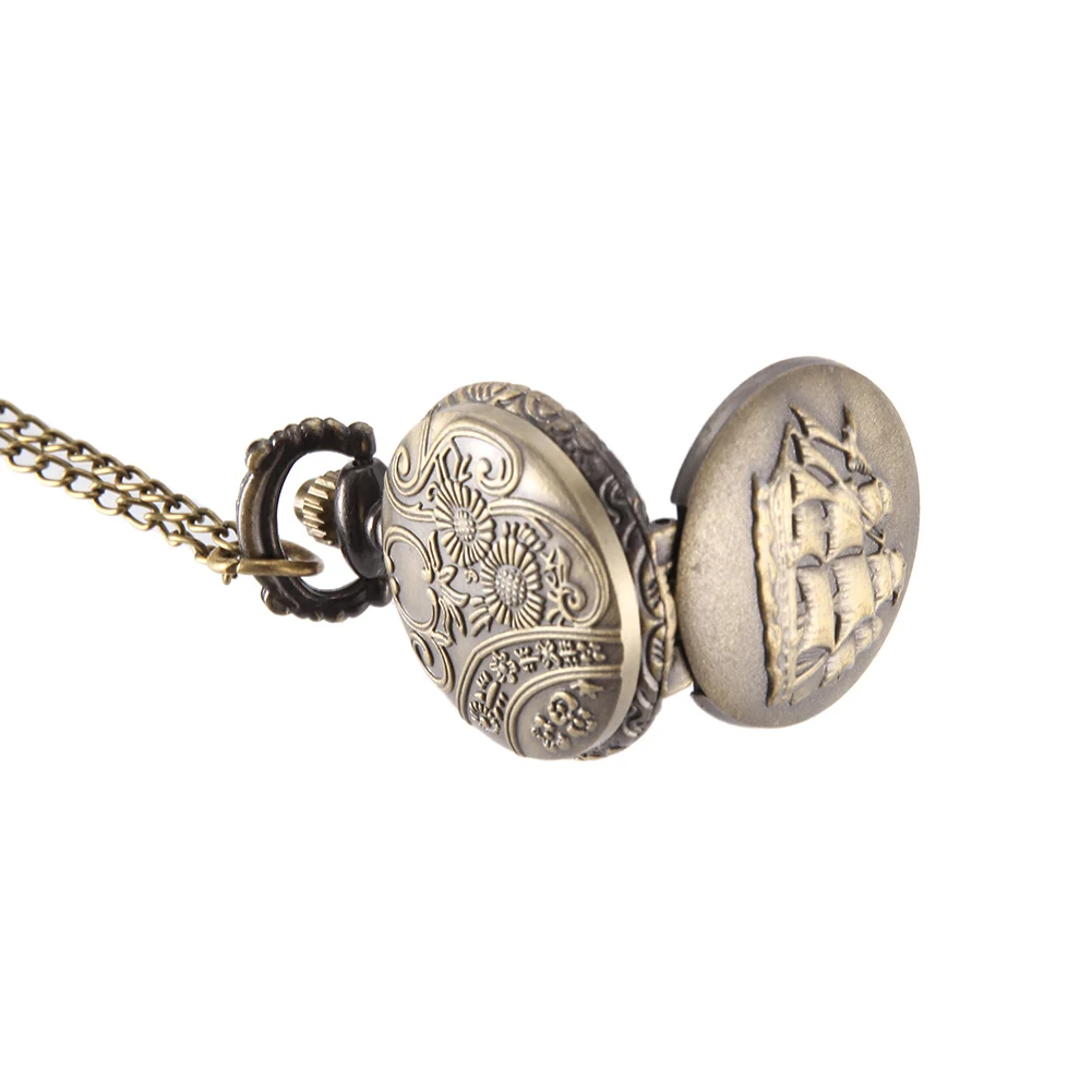 Новые винтажные карманные часы кварцевые бронзового цвета с крутой цепочкой