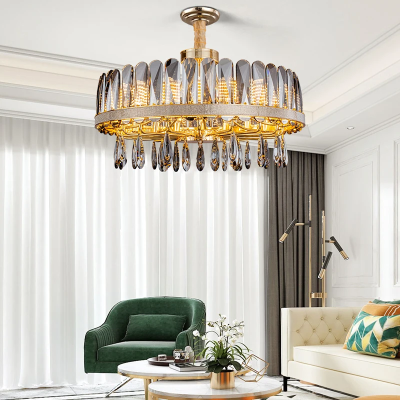 

Роскошная хрустальная люстра, круглая лампа для гостиной, креативный минималистичный светильник в стиле пост-модерн для спальни, столовой