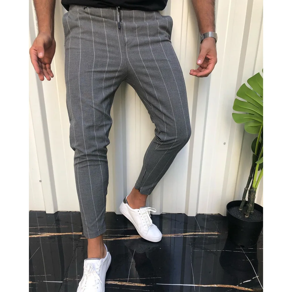 Men's Pants Striped Joggers Trousers Male Casual Summer Social Slim Fit Streetwear Clothing SweatpantsHip Hop Soft Elastic 2020 | Мужская