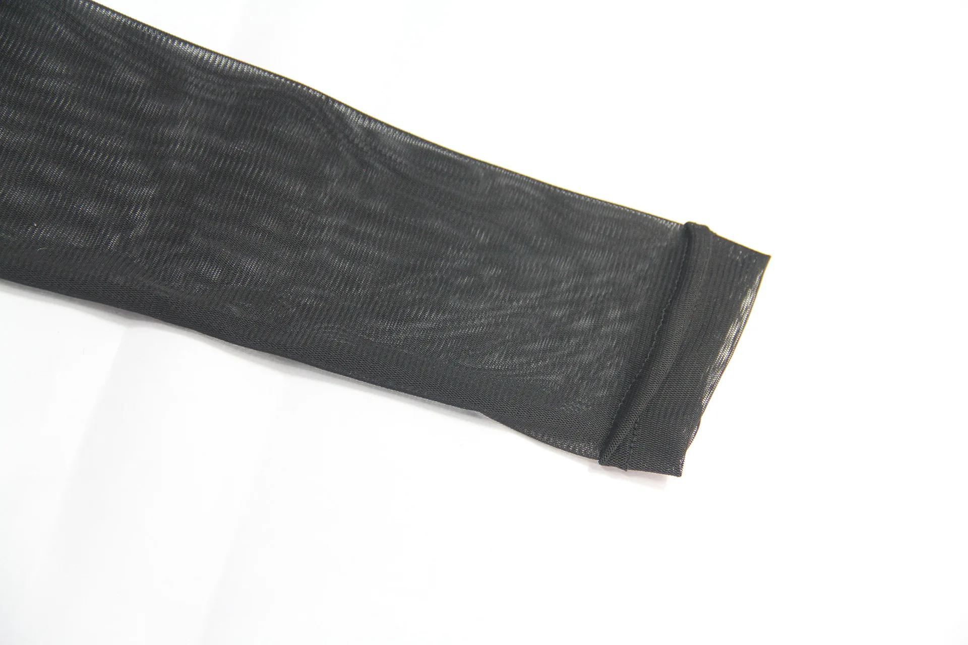 

Autumn Winter Women Black Sexy Perspective Mesh Long Sleeve Slim Pleated Bodycon Dress Elegant Mini Dress