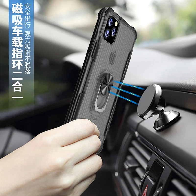 Magnetic Finger Ring Case for iPhone 11 Pro Max Xs XR X 7 6 6S 8 Plus Hybrid Colors Shockproof Stand Transparent Cover | Мобильные
