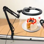 Кольцевой светильник для селфи, студийная Светодиодная лампа 26 см, 10 дюймов, с длинным держателем для фотосъемки, для прямой трансляции видео