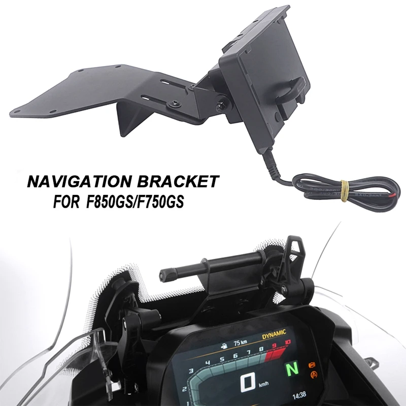 

Motorcycle Phone Mount GPS Navigation Phone Bracket Windshield Holder with Charging Case For-BMW F850GS F750GS 2018-2020