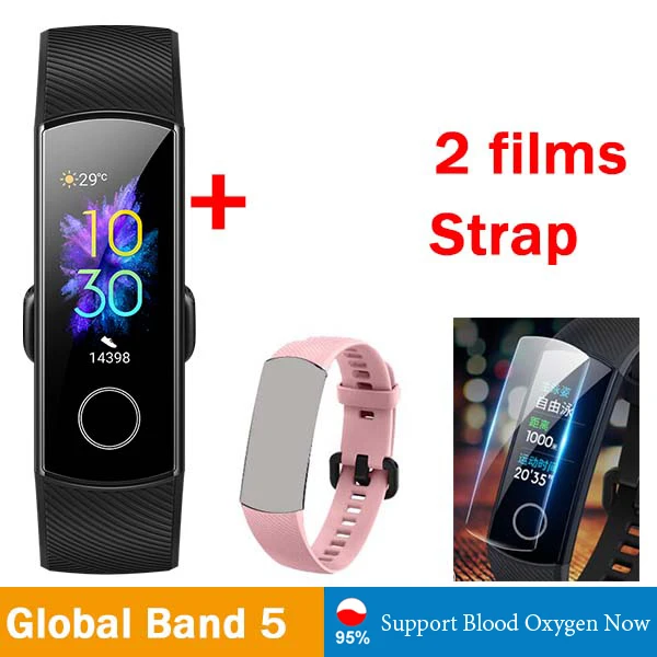 G band5 n 2f n pink Умный Браслет huawei Honor Band 5, 4, 0,95 дюйма, трекер, умный OLED, для плавания, водонепроницаемый, Bluetooth, фитнес-трекер, сенсорный экран - Цвет: G band5 n 2f n pink