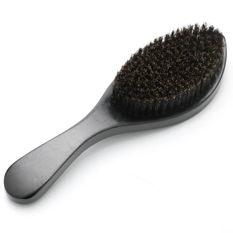 

Men's Natural Bristle Hair Long Curved Beard Brush Beech Handle Moustache Comb Natural Wooden Wave Brush For Male G1203