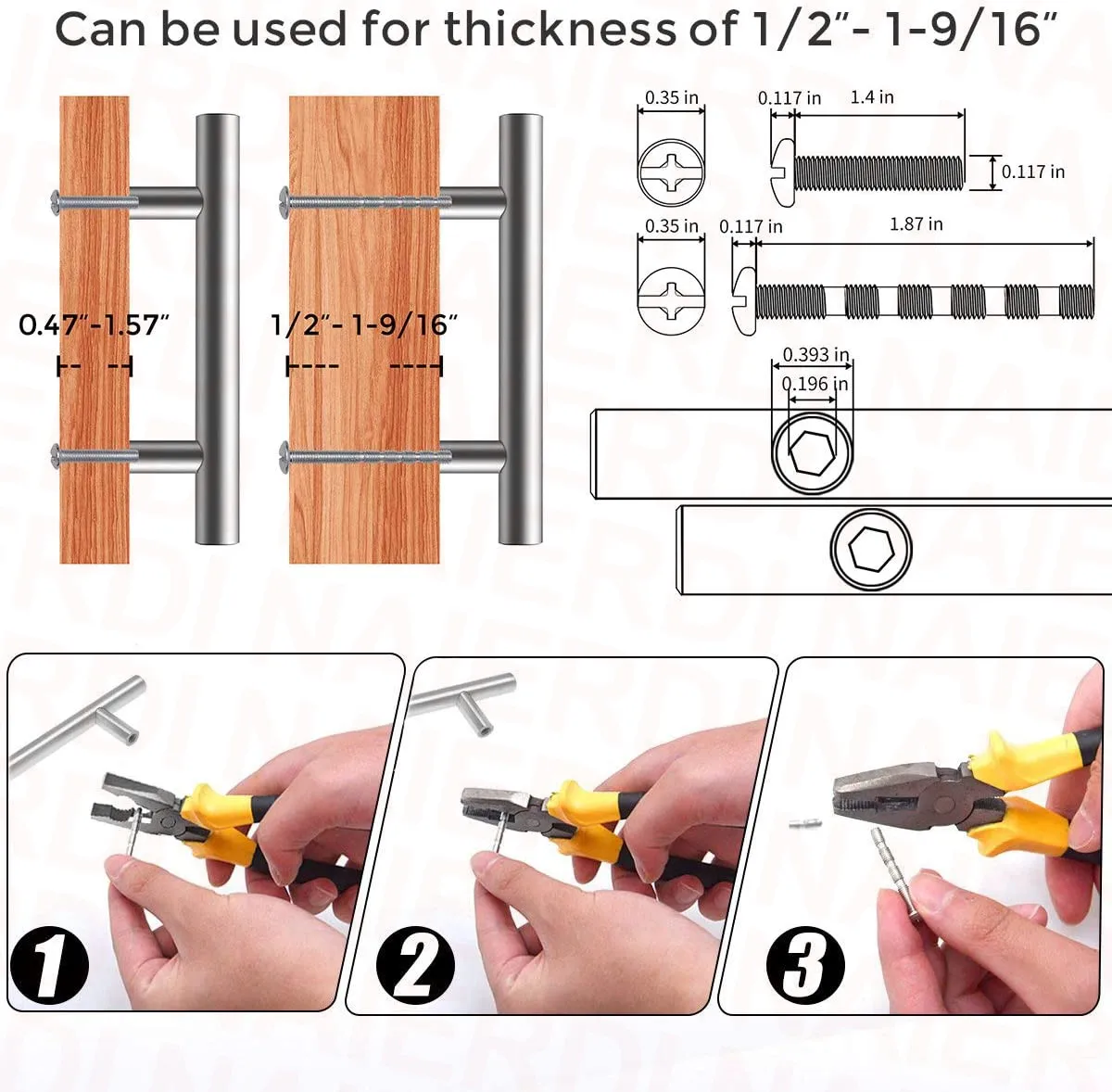 naierdi 20pcs stainless steel t bar furniture handle brushed gold kitchen handle black cabinet pull with cuttable bamboo screw free global shipping