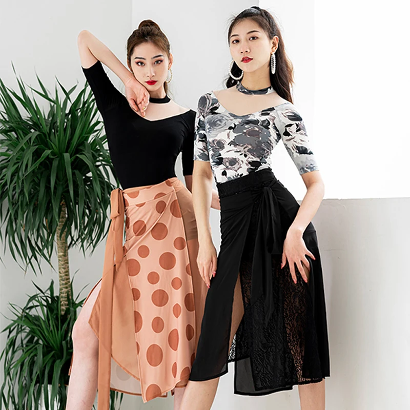 

Latin Dance Tops Women Short Sleeve Tops Mesh Sexy Latin Practice Clothes Summer Samba Rumba Salsa Cha Cha Costume Blouse BL5644