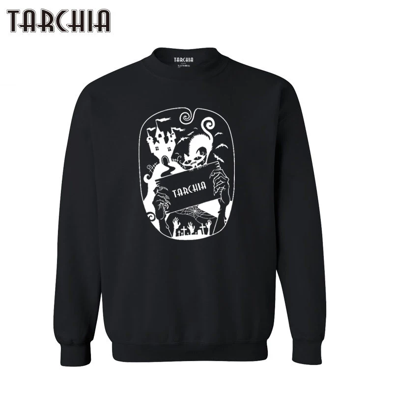 

TARCHIA 2021 Witch Cat Castle Hoodies Pullover Geometric Sweatshirt Personalized Man Casual Parental Survetement Homme Boy