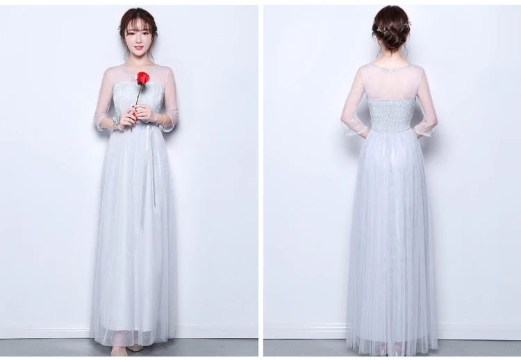 Серое платье подружки невесты для а силуэт тюль Vestido Largo Sirena элегантное женщин