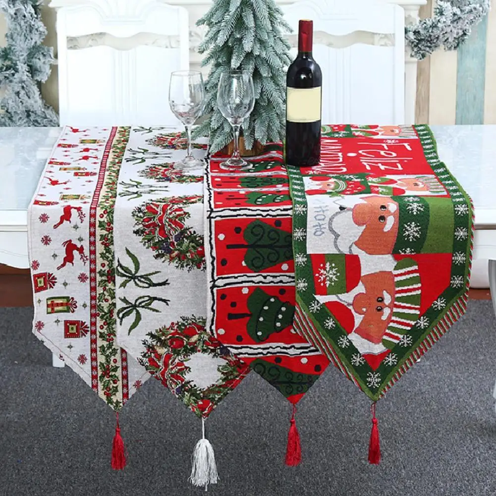 

Cute Pattern Thick Embroidered Table Runner Red Table Linens for Dinner Room