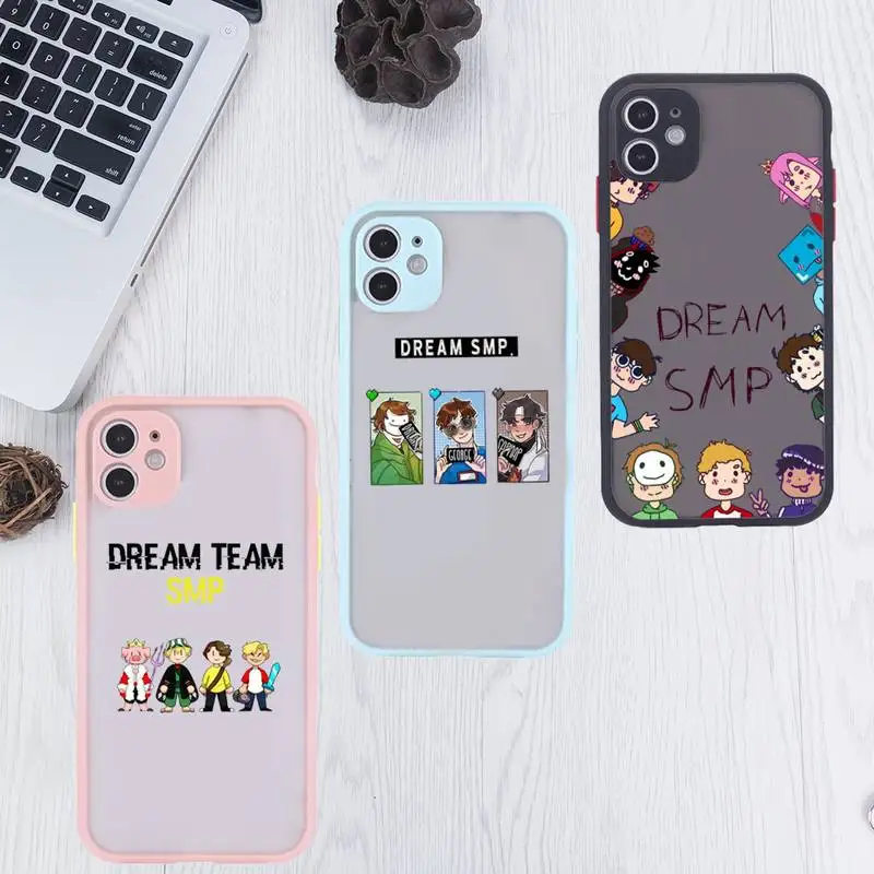 

Dream Smp Phone Case For iPhone 12 11 Mini Pro XR XS Max 7 8 Plus X Matte transparent Pink Back Cover