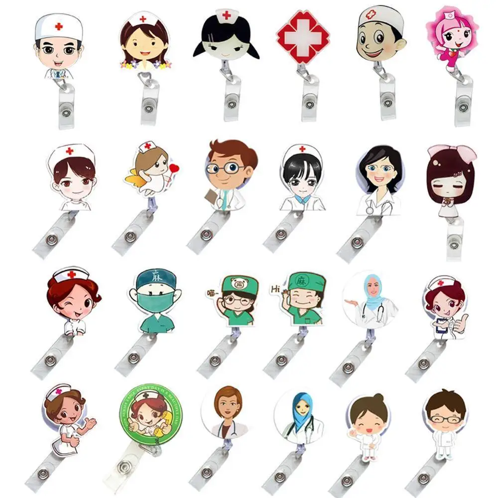 1 шт. мультяшный Мини Выдвижной Значок катушка доктор медсестра Ремешки ID Имя