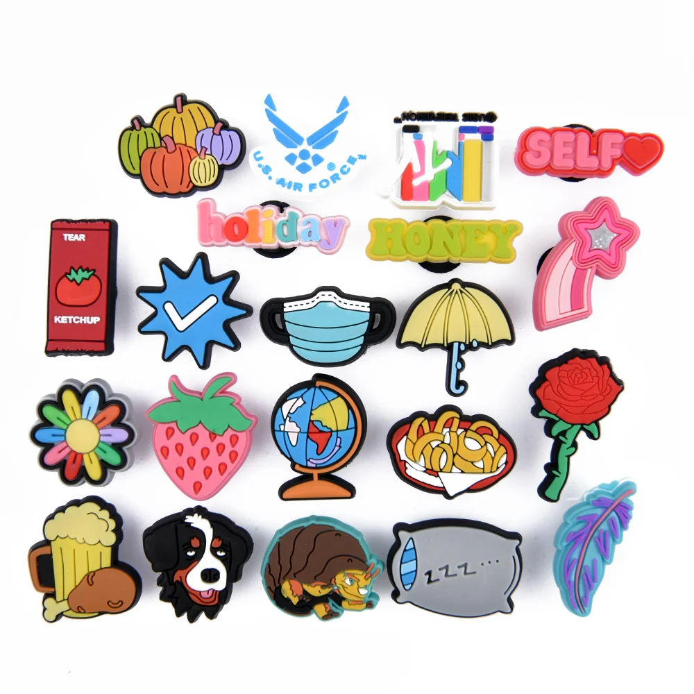Pumpkin Ketchup Rose Strawberry Croc Accessories Charms Ornament  Shoe Decorations Fit for JIBZ Kids Gifts
