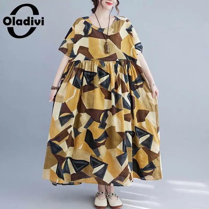 

Oladivi женская летняя одежда оверсайз, праздничная пляжная одежда, женское платье в стиле бохо, повседневное Свободное длинное платье-туника, ...