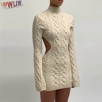 autumn mini knit dress for women clothing basic sexy backless wool dress fall winter luxurious christmas wear fashion outfit new
