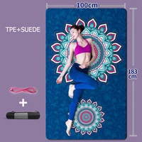 print suede and eco friendly natural tpe non slip exercise fitness thick 8mm yoga mat for pilates183x100cm with carrying bag