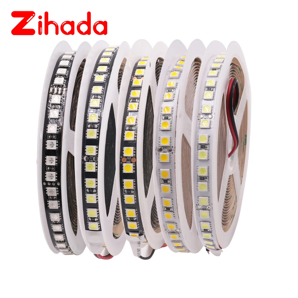 12V 24V 5050 RGB светодиодный свет полосы 120 s/m холодный белый теплый гибкая лента