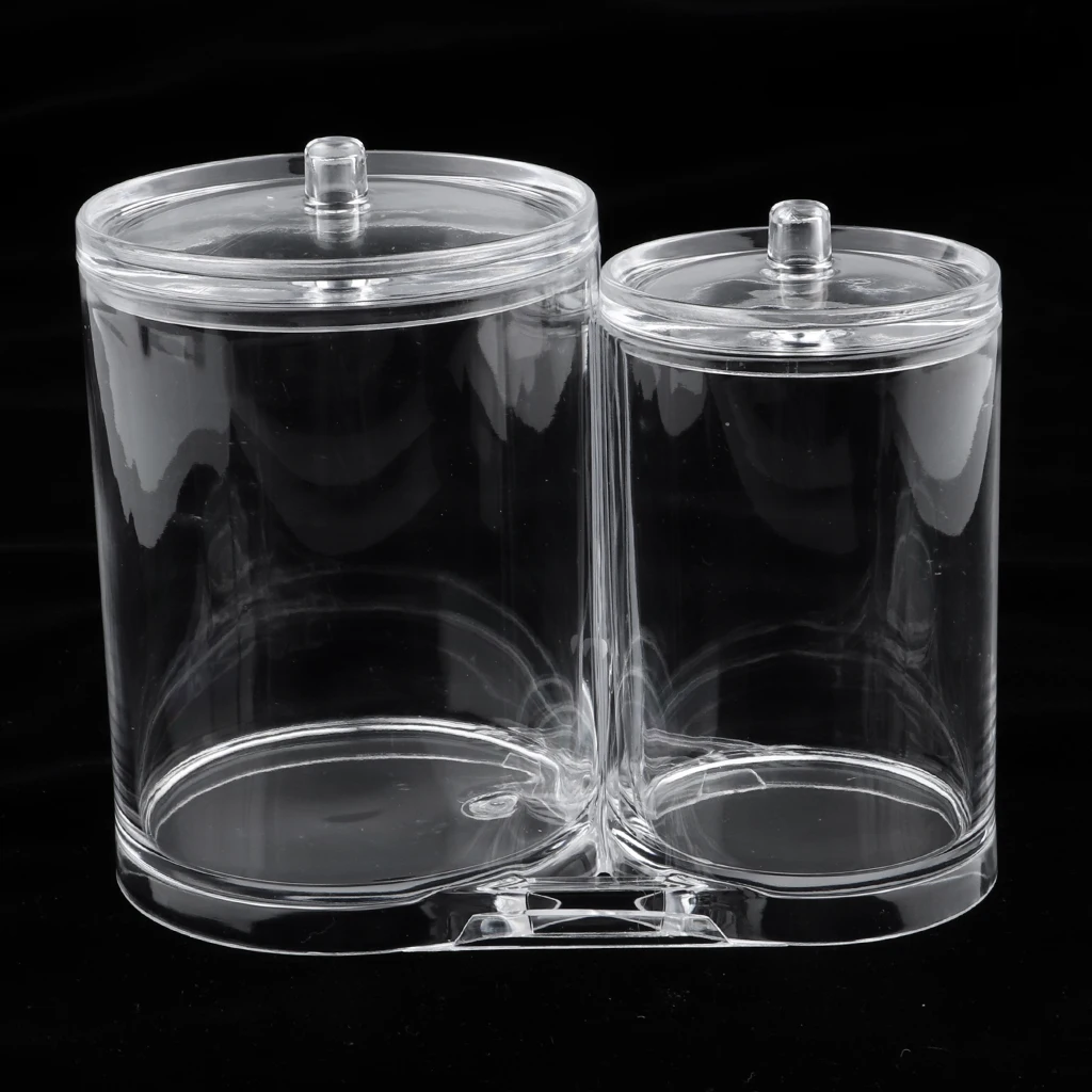 

Acrylic Cosmetic Organizer with Lids for Cotton Ball and Swab Make up Wipes Pads for Bathroom Accessories Container