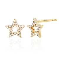 original brand simple younger jewelry 925 sterling silver rhinestone open star earring studs