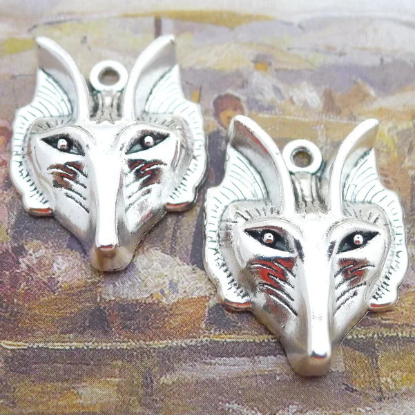 

4 PCS/Lot 30mm*24mm Pendant Antique Silver Color Wolf Head Charms For DIY Jewelry Making DIY