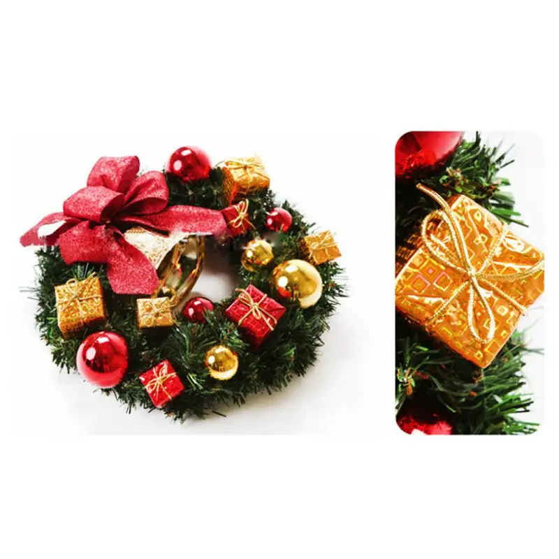 

G 12 Inches Christmas Bow-knot Wreath Golden Dell Decor For Holiday Party ,Door Wreath For Front Door