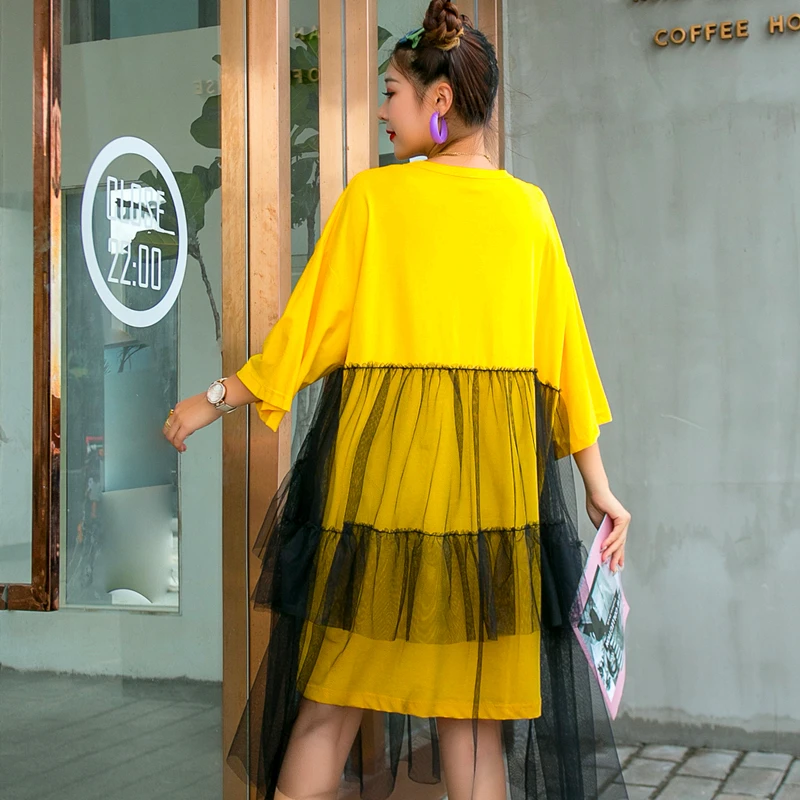 Women's dress Thailand tide brand summer tulle fairy skirt large size short-sleeved fluttering was thin T-shirt | Женская одежда