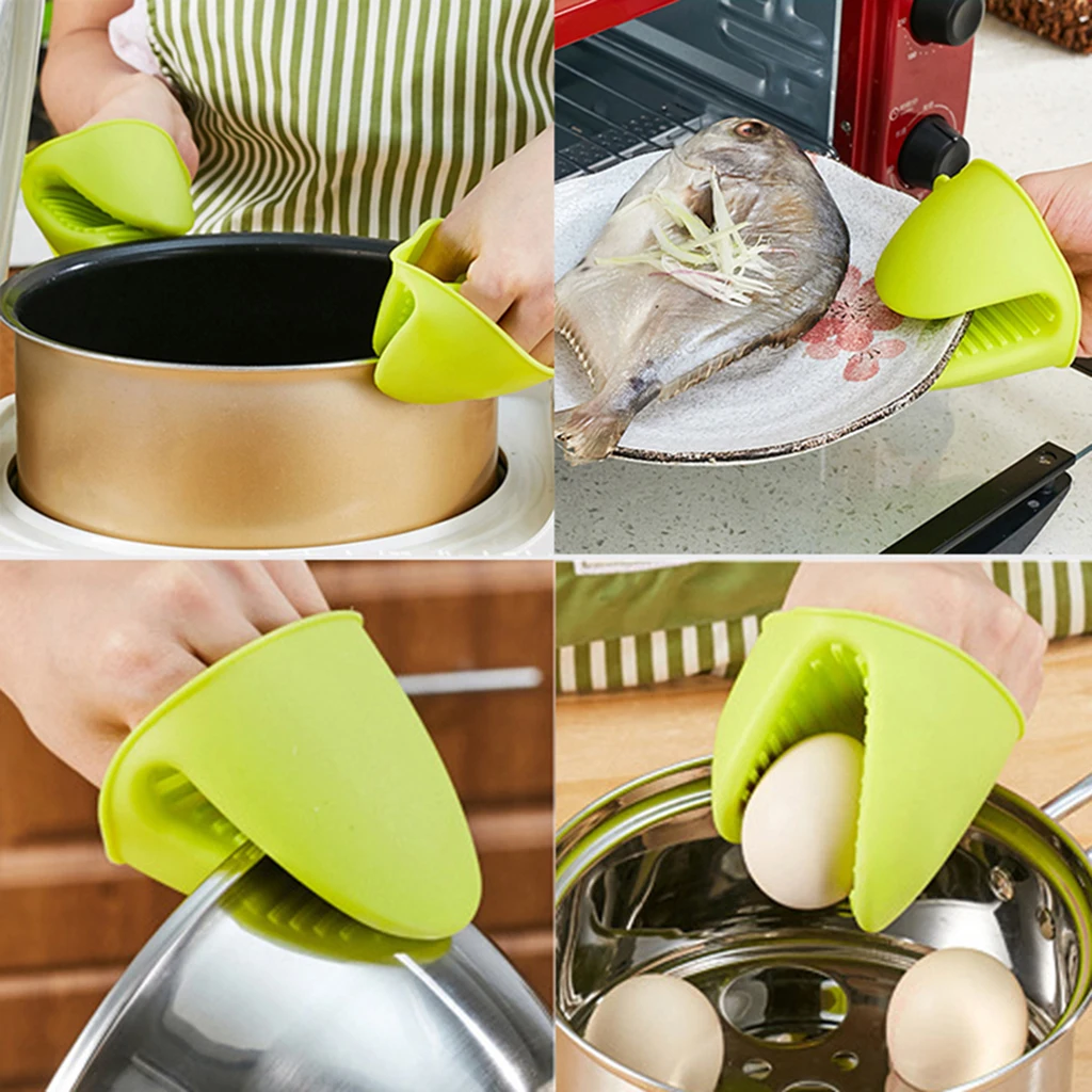 

Kitchen Insulation Silicone Gloves Hot Pot BBQ Hand Clip Protector 1 Pair